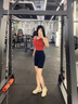 COZOK高強度運動(dòng)內衣女固定杯跑步防震遮副乳健身訓練文胸背心瑜伽套裝 火焰紅(美背)+深藍(五分褲)-美高 M 【適合90-110斤】 曬單實(shí)拍圖