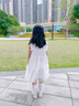 迪士尼（Disney）女童連衣裙夏季2024新款洋氣兒童時(shí)髦小飛袖女孩寶寶夏裝公主裙子 白色 100 建議90-100cm3-4歲cm 曬單實(shí)拍圖
