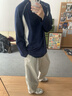 頂峰保羅（Dingfengbaoluo）美式速干長(zhǎng)袖男寬松防曬印花撞色運(yùn)動(dòng)感百搭T恤DH26黯夜藍(lán)XL 曬單實(shí)拍圖