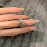 ICESTRELLA歐美滿圈排鉆戒指女18個性莫桑石祖母綠寶石指環(huán)送女友禮物 綠寶石 美碼7號 曬單實拍圖