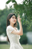 茯見法式茶歇白色連衣裙女2025夏季新款荷葉邊不規(guī)則純欲顯瘦短裙子 米白色M【建議85-95斤】 曬單實(shí)拍圖