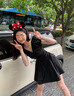 桂岐 氣質(zhì)款黑色連衣裙女夏收腰顯瘦短裙小個子赫本風(fēng) 黑色 M 曬單實拍圖
