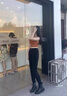 潮衣控黑色打底褲女春秋外穿2025新款秋冬加絨緊身彈力黑褲鉛筆小腳褲子 無扣長褲薄絨 2XL 適合126135斤 曬單實(shí)拍圖