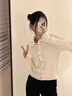 DGOVpolo小翻領(lǐng)針織衫女坑條修身顯瘦開衫女單排扣長袖毛衣女外套女 白色 S 【80斤以下】 曬單實(shí)拍圖