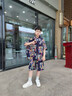 愛(ài) 西娜男孩蝙蝠袖上衣套裝2025夏季新款男大童滿(mǎn)印休閑舒適短袖兩件套潮 圖片色 160 曬單實(shí)拍圖