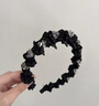 AINMEYS高級(jí)感水鉆黑色發(fā)箍女2025年新款褶皺高顱頂頭箍外出帶齒防滑發(fā)卡 黑色褶皺水鉆發(fā)箍 曬單實(shí)拍圖