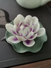 京厽變色陶瓷荷花蓮花茶寵擺件精品個(gè)性香插可養(yǎng)創(chuàng)意禪意變色噴水 變色蓮花綠+荷葉盤 曬單實(shí)拍圖
