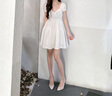Lily Wei【白玉印紗】尖頭時(shí)尚鏤空網(wǎng)面涼鞋女夏舒適一腳蹬高跟鞋 米色【跟高10cm】 36 曬單實(shí)拍圖