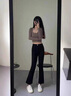 TKSY黑色高腰微喇叭牛仔褲女2025春夏薄款分寬松梨形身材顯瘦長(zhǎng)褲 黑色長(zhǎng)褲(加絨款) 26 曬單實(shí)拍圖