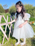 G.DUCKKIDS小黃鴨女童公主裙夏裝兒童洋氣禮服蓬蓬裙子女孩寶寶夏季連衣裙 白色 110 cm 曬單實(shí)拍圖