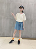 舟喜女童夏裝牛仔裙褲2025新款洋氣女孩子夏季休閑時(shí)髦松緊牛仔短褲子 藍(lán)色 160 碼_建議身高150-160cm 曬單實(shí)拍圖