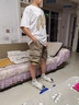安初夏夏季短袖t恤男生休閑套裝帥氣搭配工裝短褲ins潮牌穿搭兩件套男裝 【2件裝】大M深灰+工裝短褲黑色 XL 曬單實(shí)拍圖