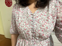 藍(lán)地（LANDI）V領(lǐng)復(fù)古浪漫印花七分袖雪紡衫襯衫女設(shè)計感小衫秋新品 粉色 L 曬單實拍圖
