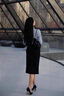 艾尚臣時尚套裝女2025夏季職業(yè)襯衫正式場合接待工作服半裙兩件套 藍【長袖襯衫】+黑半裙 L 曬單實拍圖