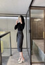JIOESC夏季西裝半身裙女2025新款爆款小個(gè)子不規(guī)則開(kāi)叉一步裙后媽包臀裙 杏色 L 【105-115斤】 曬單實(shí)拍圖