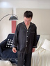 乃絲SLKMRKT情侶款春秋真絲睡衣套裝夏男女家居服桑蠶絲兩件套 曜夜黑【19姆米重磅】（男款） L 曬單實(shí)拍圖
