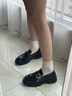 回力女鞋厚底樂福鞋女春夏季新款英倫風(fēng)黑色小皮鞋女百搭休閑單鞋 黑色（C扣 ） 37 曬單實拍圖
