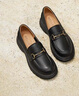 百麗（Belle）厚底舒適樂(lè)福鞋女真皮日常上班休閑鞋B5U1DCA4 黑色 38 (240mm) 曬單實(shí)拍圖