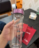 希諾雙層玻璃杯家用辦公水杯女高顏值過濾泡茶杯子XN-9505桃紅 220mL 曬單實拍圖
