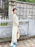 lagogo拉谷谷2025年新款波西米亞風兩件套連衣裙女OALL834WG6 米色 M 曬單實拍圖