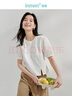 茵曼（INMAN）100%純棉開叉短款氣質(zhì)白T恤2025夏女裝新款簡(jiǎn)約休閑寬松短袖上衣 云朵白 M 曬單實(shí)拍圖