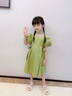 G.duck童裝女童連衣裙夏季兒童裙子中大童夏裝蝴蝶結公主裙女孩洋氣禮服 熒光綠綁帶款 140 尺碼9~10歲【130-140cm】 曬單實(shí)拍圖