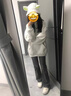 魯雅爾白灰色連帽衛(wèi)衣女春秋季新款國(guó)潮牌hiphop美式復(fù)古高街外套情侶裝 白灰色 春秋款 L 曬單實(shí)拍圖