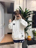 VEOX衛(wèi)衣女甜酷風(fēng)日系可愛貓咪印連帽秋冬寬松慵懶風(fēng)拉鏈開衫 白灰色【春秋-薄款】 M 85-105斤 曬單實(shí)拍圖