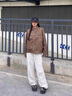 OEMG美拉德棕色皮衣外套男美式春季高級感cleanfit飛行棒球服情侶夾克 棕色 XL [建議120-135斤] 曬單實拍圖