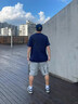 名創(chuàng)優(yōu)品（MINISO）短袖t恤男夏季2025新款美式重磅男款休閑寬松純棉藏青色半袖衣服 【100%純棉】藏青(摩登胸標(biāo)) L /175(30天質(zhì)量問題全額退) 曬單實拍圖