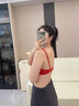 艾彼黛施內衣女聚攏性感法式三角杯美背舒適網(wǎng)紗薄款本命年文胸套裝禮物 紅色 70A S (合適32B) 曬單實(shí)拍圖