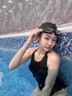 擎晨德國游泳帽夏季防曬男女加大不勒頭防水護(hù)耳成人游泳訓(xùn)練裝備 伯爵黑 (建議頭圍：50-56cm) 曬單實(shí)拍圖