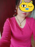 艾路丝婷长袖T恤女新款秋装韩版休闲修身纯色打底衫体恤TX3688 玫红色 XXL 实拍图