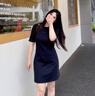 FILA 斐樂(lè)官方女子針織連衣裙2025秋季新款時(shí)尚休閑舒適拼接T恤裙 正黑色-BK L 170/88A/L 曬單實(shí)拍圖