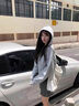 班尼路外套女開衫衛(wèi)衣女裝春秋冬新款休閑顯瘦短款上衣服連帽小個子女生 灰#純色 【高支柔綿】 M 曬單實拍圖