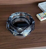 侑家良品 八角水晶煙灰缸辦公室客廳桌面擺件 送朋友 黑銀款15CM大號 曬單實拍圖
