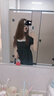 伊琦蕾法式女裝泡泡袖a字裙女2025夏季新款小個子蝴蝶結(jié)短袖連衣裙ins潮 黑色_[后背蝴蝶結(jié)+脖飾] S _建議85-99斤穿 曬單實拍圖