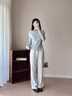 森馬（Semir）長袖T恤女短款不規(guī)則設(shè)計(jì)感修身顯瘦2025秋蕩領(lǐng)薄款107625101097 曬單實(shí)拍圖