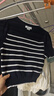 UR秋季新款女裝時(shí)尚撞色線(xiàn)條蝴蝶結圓領(lǐng)針織衫UYY950034 墨藍條紋 M 曬單實(shí)拍圖