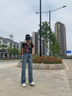 FSHE高腰闊腿牛仔褲女春秋冬2025新款加絨寬松顯瘦垂感復(fù)古直筒拖地褲 復(fù)古藍(lán)長(zhǎng)褲 S 曬單實(shí)拍圖