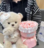 鉑吶苓晚安抱抱小熊玩偶永生花束送老婆女朋友閨蜜生日三八節新婚禮物 晚安熊+11朵粉色花束+禮盒+燈 曬單實(shí)拍圖