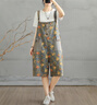 蘑菇同學(xué)復(fù)古時(shí)髦個(gè)性印花寬松牛仔背帶褲女夏季減齡吊帶連體褲闊腿七分褲 花色 L 建議115-135斤 曬單實(shí)拍圖