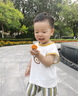 G.DUCKKIDS小黃鴨男童夏裝套裝2024兒童背心套裝寶寶衣服短褲男孩夏季兩件套 黃條紋 90 尺碼1~2歲【 80-90cm】 曬單實拍圖