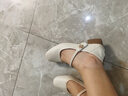 ZHR單鞋女優(yōu)雅氣質一字帶瑪麗珍鞋女粗跟時尚女鞋 AH506 米色 37  曬單實拍圖
