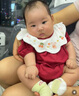 G.DUCKKIDS小黃鴨嬰兒包屁衣春秋長(zhǎng)袖新生兒連體衣女寶寶公主滿月周歲哈衣 酒紅色夏款 加襪子 66cm 尺碼建議0-3個(gè)月8-12斤 曬單實(shí)拍圖