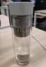 米家玻璃杯 雙層帶茶隔水杯 耐高溫泡茶杯  加厚透明杯子400mL 金屬灰 曬單實拍圖
