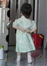 巴厘小豬女童短袖連衣裙夏季薄款小女孩公主裙兒童國(guó)風(fēng)衣服夏 綠底小鴨 100 cm 曬單實(shí)拍圖