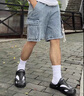 肯奈迪美式工裝牛仔短褲男2025夏季潮牌寬松復(fù)古休閑五分褲子男休閑夏褲 掛繩牛仔短褲 淺藍(lán)色 2XL 【170-180cm】 曬單實(shí)拍圖