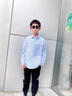 G.DUCKKIDS大男童襯衫2025春秋薄款炸街兒童外套痞帥男孩長袖條紋襯衣秋裝潮 淺藍色 22702款 泡泡棉襯衫 【薄 120 cm 曬單實拍圖