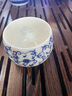 兮元記纏枝蓮青花玉瓷玲瓏杯墊陶瓷主人杯茶杯茶墊防燙隔熱杯托茶具配件 繁花玉瓷玲瓏杯墊+禪定主人杯 曬單實(shí)拍圖